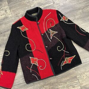 Vintage Allure Artsy Boucle‎ Jacket Women Size PS Petite Venetian Murano Buttons